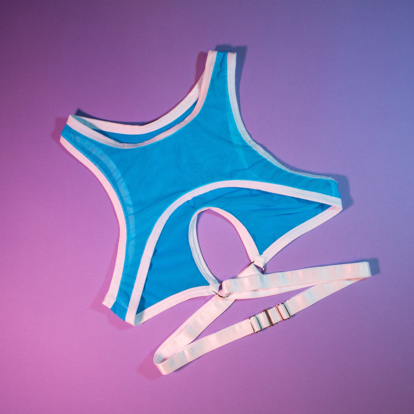 Ken Blue Mesh Harness Top