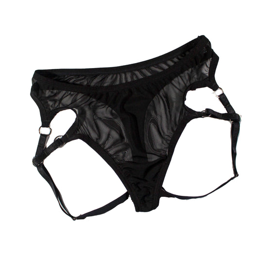 Black Mesh Jock Thong
