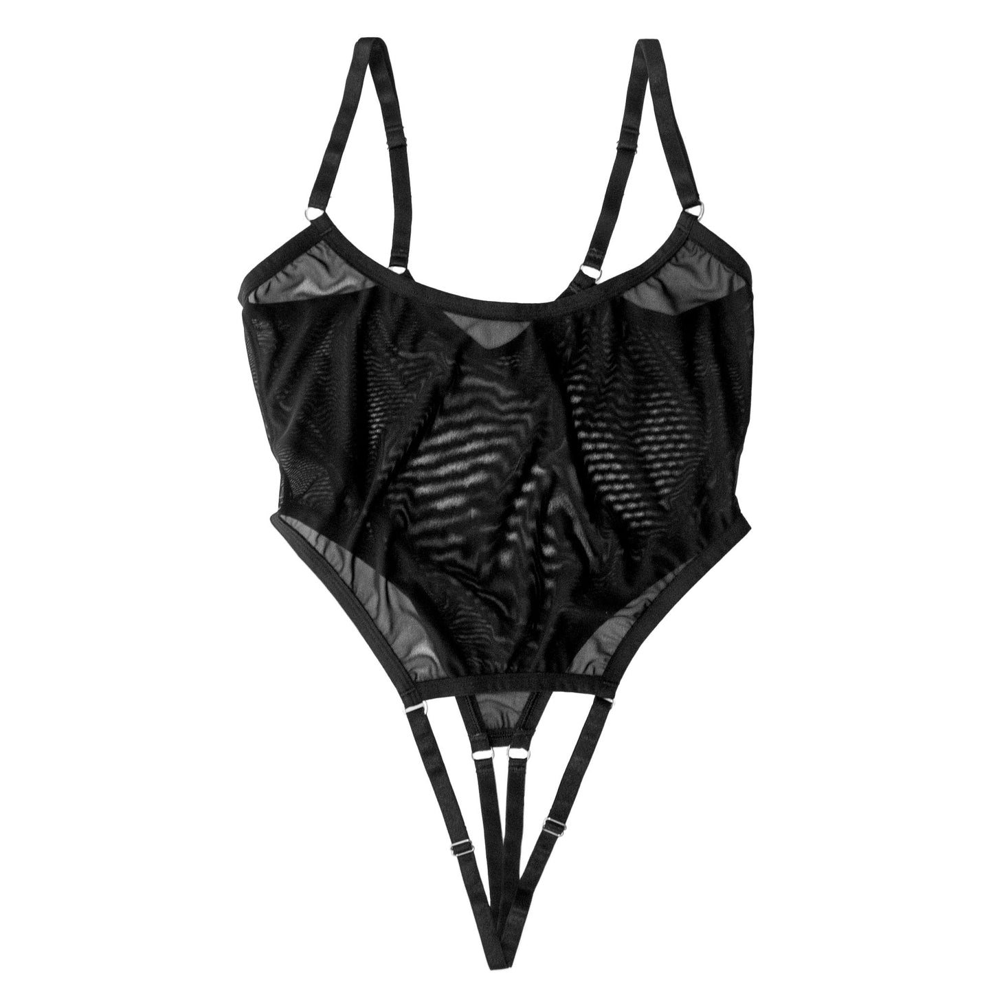 Black Mesh Crotchless Demi-Body