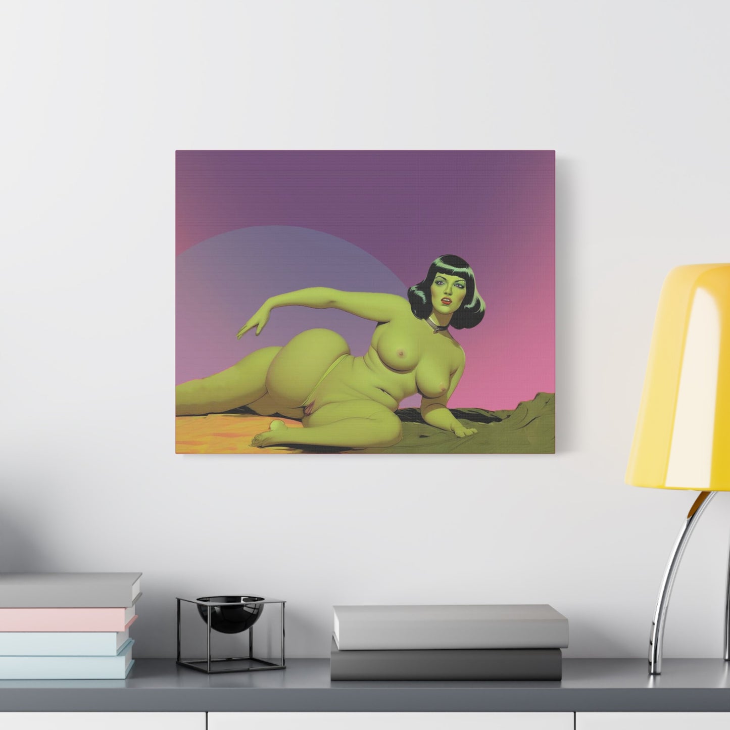 Green Lonely Babe Canvas