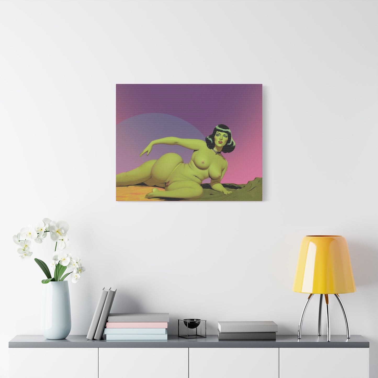 Green Lonely Babe Canvas