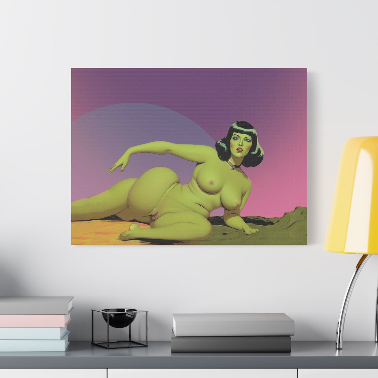 Green Lonely Babe Canvas