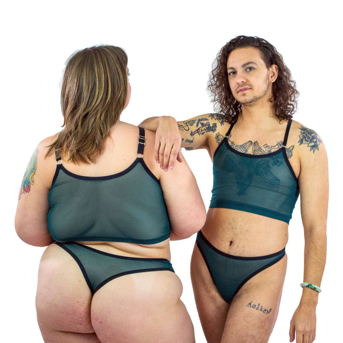 Emerald Mesh Basic Thong Wide & Pouch Fit