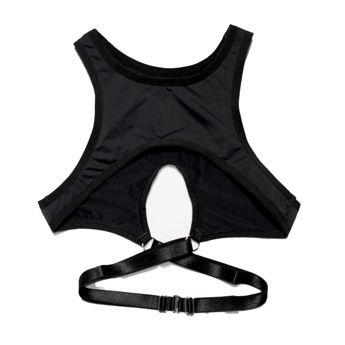 Black Microfiber Harness Top