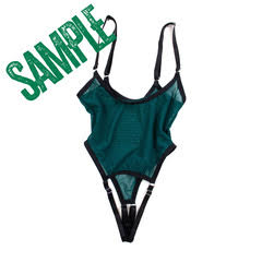 SAMPLE Emerald Mesh Crotchless Demi-Body